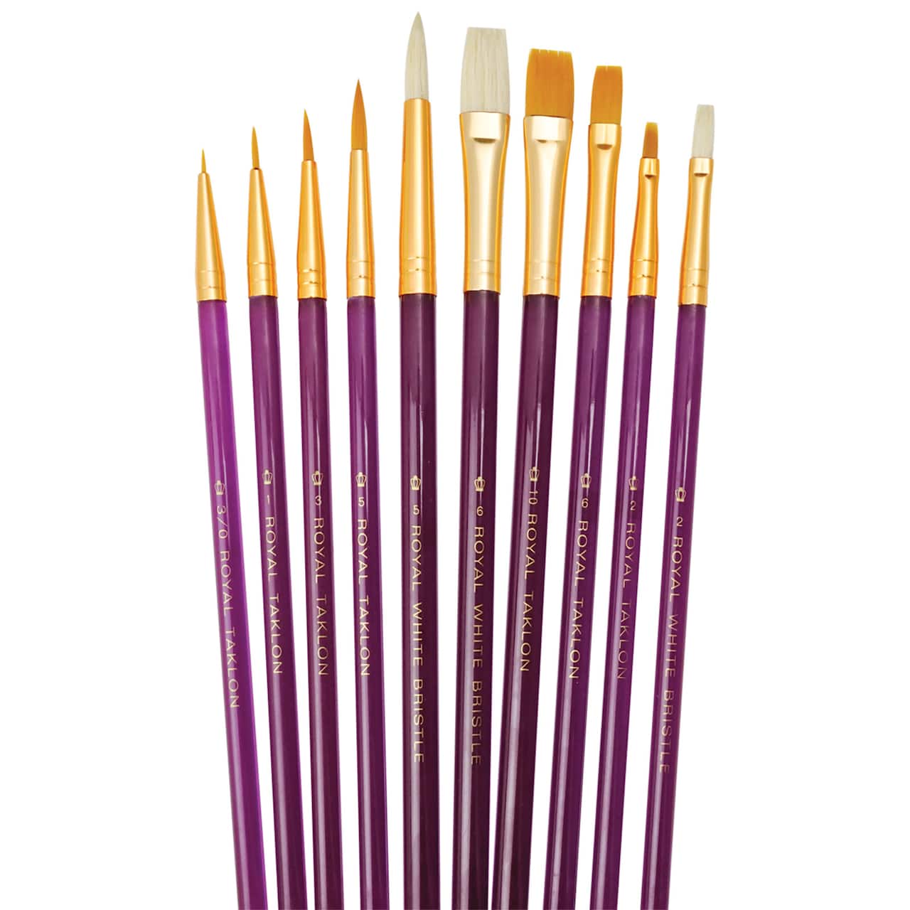 Royal &#x26; Langnickel&#xAE; Golden Taklon White Bristle 10 Piece Brush Set